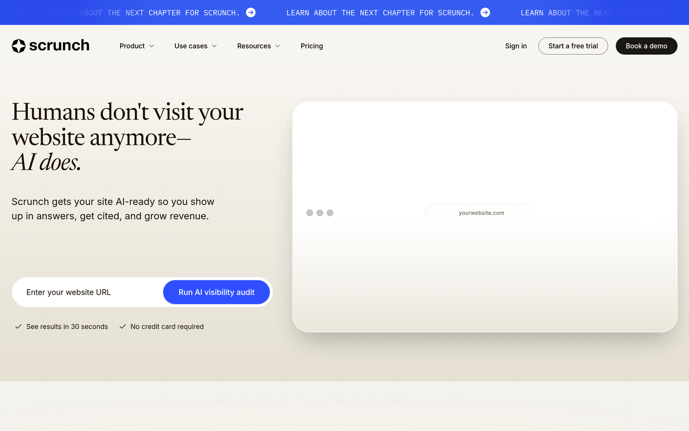 Scrunch AI homepage