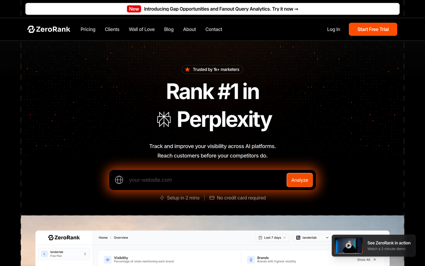 ZeroRank homepage