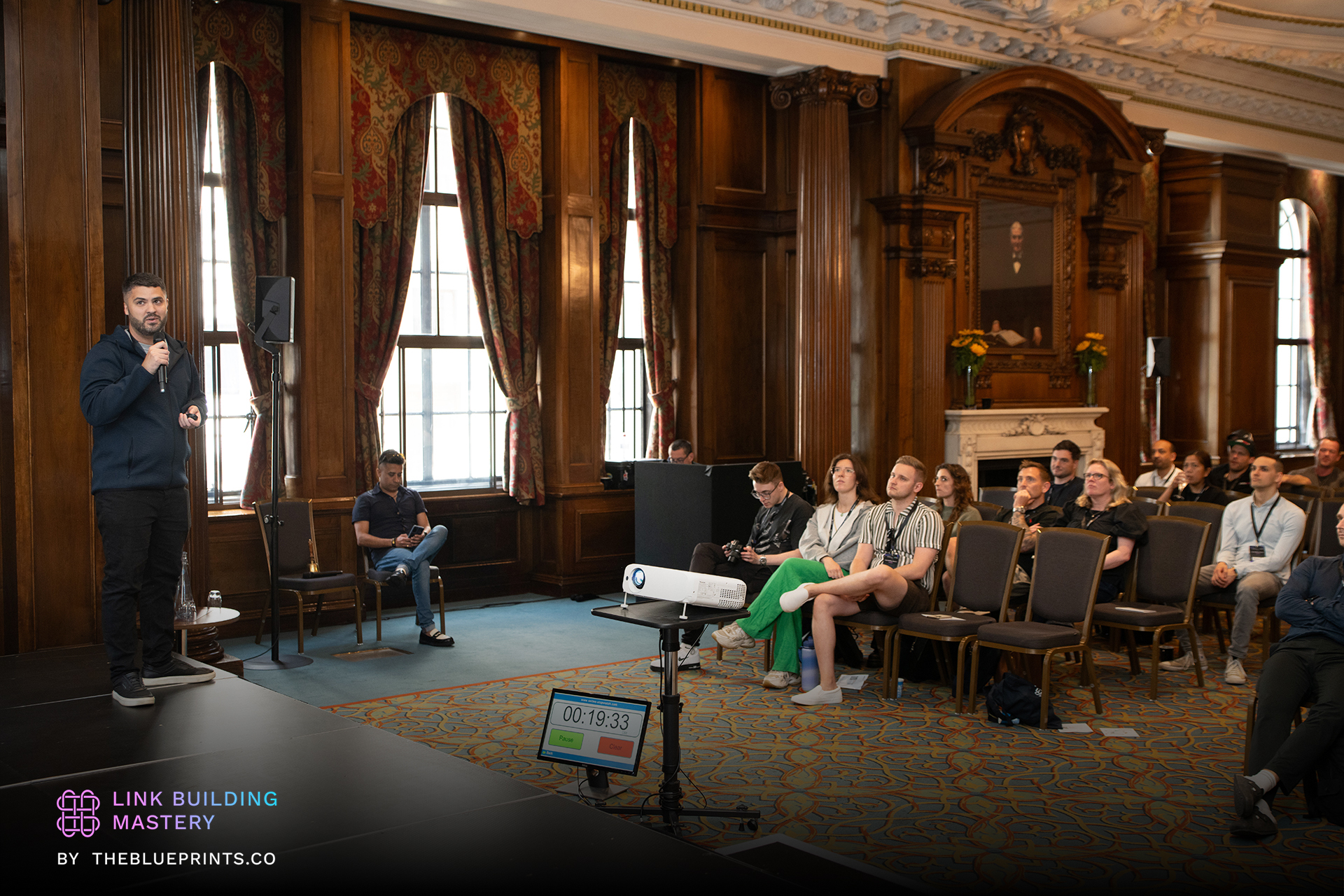 Chris speaking at Link Building Mastery London 2025