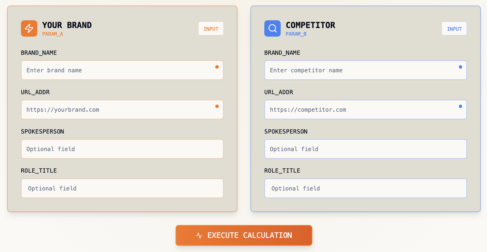 AI Visibility Gap Calculator Interface